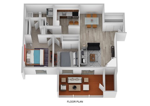 Floor plan for 2 beds, 1 bath